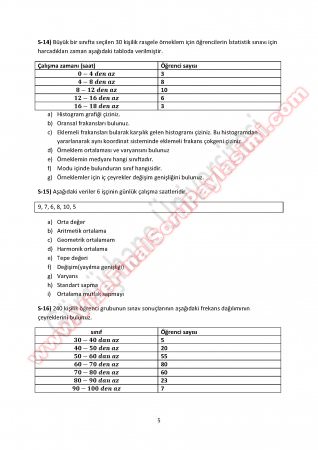 İstatistik Ara Sınav Çalışma Soruları -2  2014