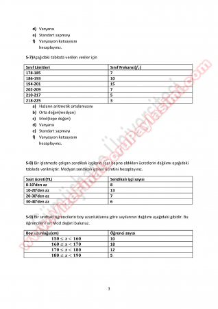 İstatistik Ara Sınav Çalışma Soruları -2  2014