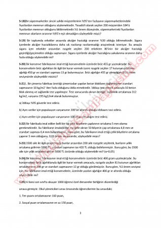 İstatistik Final Çalışma Soruları-2  2014