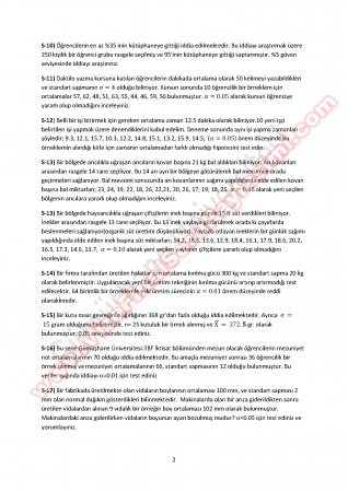 İstatistik Final Çalışma Soruları-2  2014