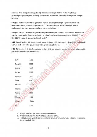 İstatistik Final Çalışma Soruları-2  2014