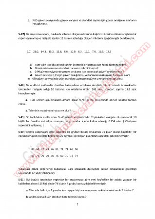 İstatistik Final Çalışma Soruları-2  2014