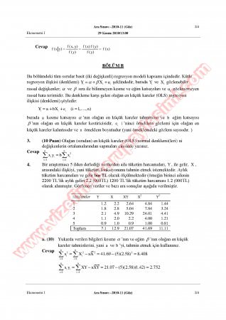 Ekonometri-1 Vize Soruları Ve Cevapları-2010