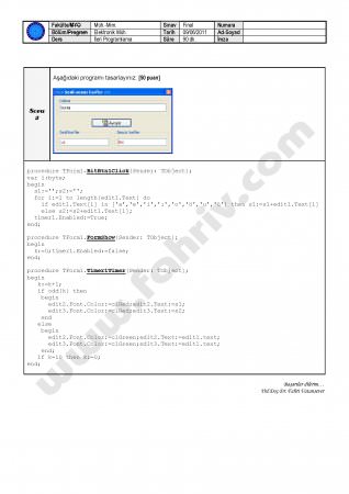 İleri Programlama Final Soruları-2011