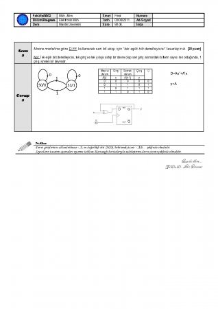 Mantık Devreleri Final Soruları-2011
