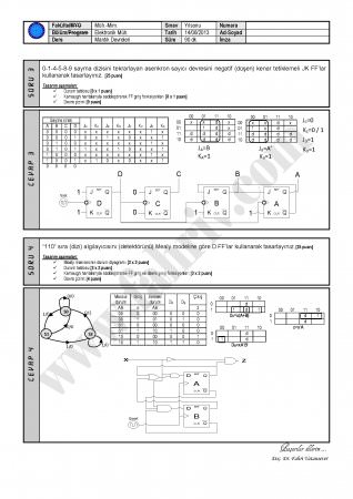 Mantık Devreleri Final Soruları Ve Cevapları-2013