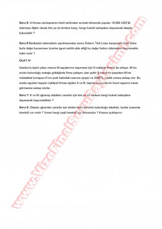 Borçlar Hukuku Genel Hükümler Final Soruları