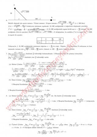 Analiz-1 Final Soruları Ve Çözümleri-2012