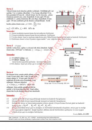 Betonarme-1 Bütünleme Soruları Ve Cevapları
