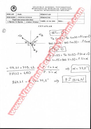 Statik Vize Soruları Ve Cevapları