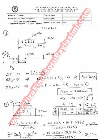 Statik Vize Soruları Ve Cevapları