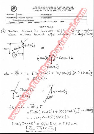 Statik Vize Soruları Ve Cevapları