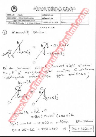 Statik Vize Soruları Ve Cevapları