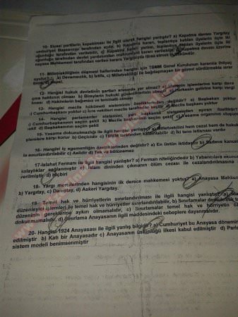 Anayasa Hukukuna Giriş Dersi Sınav Soruları