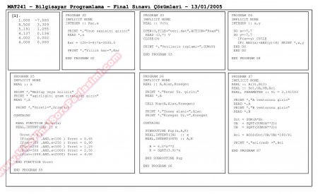 Bilgisayar Programlama Final Soruları ve Çözümleri