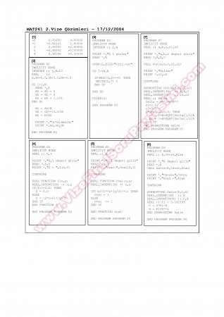 Bilgisayar Programlama 2.Vize Soruları