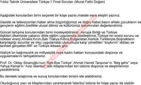 Türkçe Dersi Final Soruları 