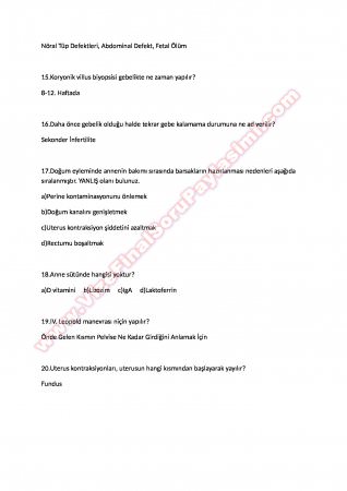 Doğum Dersi Vize ve Final Çalışma Soruları