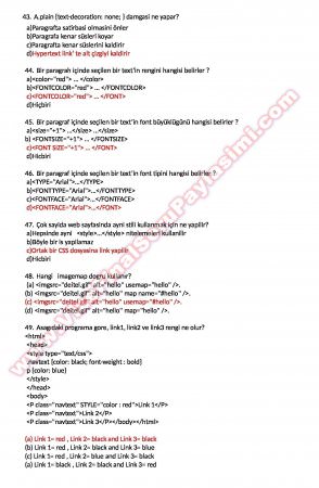 Wep Tasarımı Final Çalışma Soruları ve Cevapları