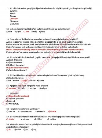 Wep Tasarımı Final Çalışma Soruları ve Cevapları