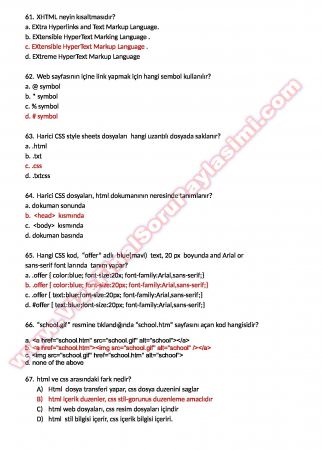 Wep Tasarımı Final Çalışma Soruları ve Cevapları