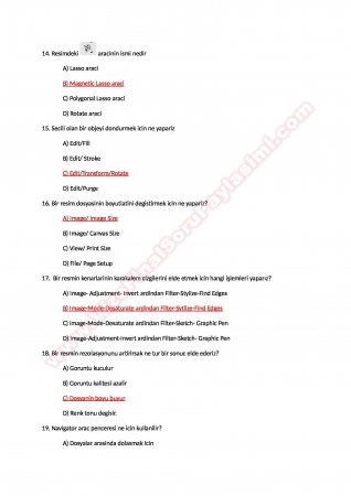 Photoshop Çalışma Soruları ve Cevapları