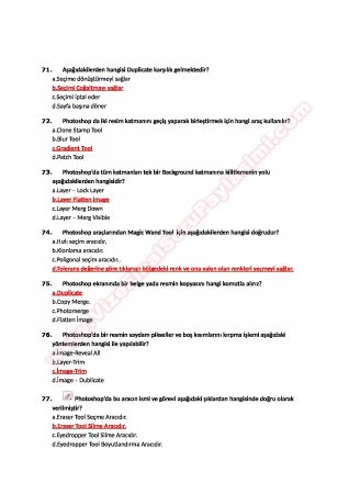 Photoshop Çalışma Soruları ve Cevapları