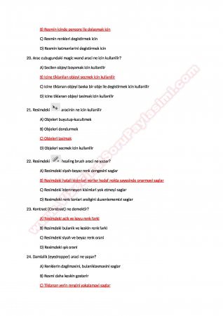 Photoshop Çalışma Soruları ve Cevapları