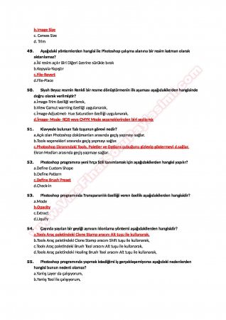 Photoshop Çalışma Soruları ve Cevapları