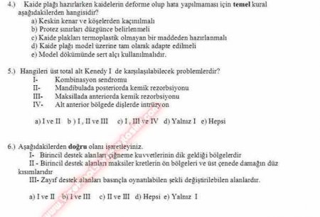 Protetik Diş Tedavisi 1.Vize Soruları 2014