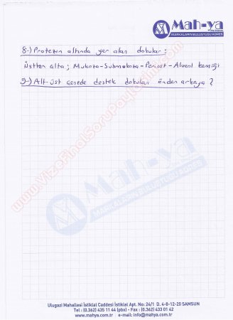 Protetik Diş Tedavisi 1.Vize Soruları Ve Cevapları 2012