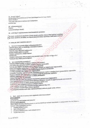 Protetik Diş Tedavisi Çıkmış Sorular 2