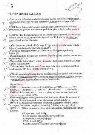 Protetik Diş Tedavisi Çıkmış Sorular