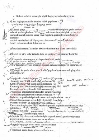 Protetik Diş Tedavisi Çıkmış Sorular