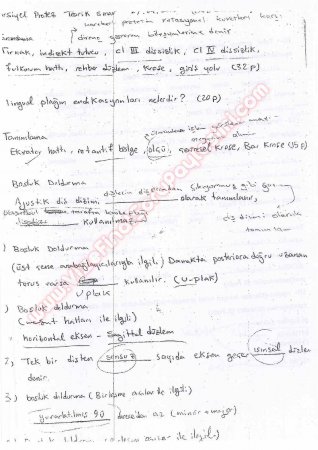 Protetik Diş Tedavisi Final Soruları 2009