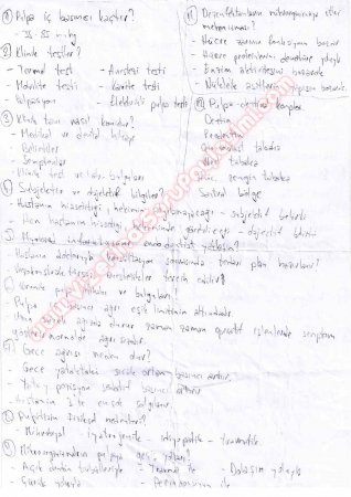 Endodontiye Giriş Çalışma Soruları