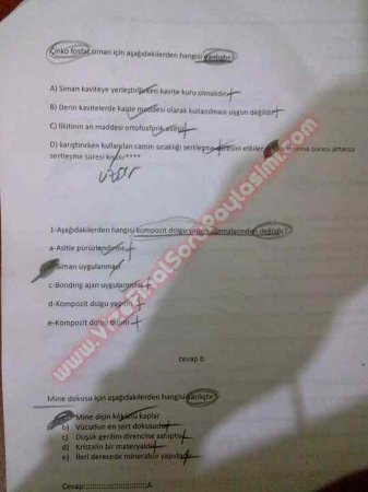 Endodontiye Giriş Çıkmış Sorular