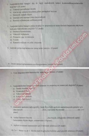 Endodontiye Giriş Çıkmış Sorular