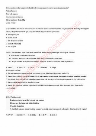 Ortodonti Çalışma Soruları