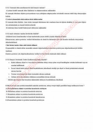 Ortodonti Çalışma Soruları