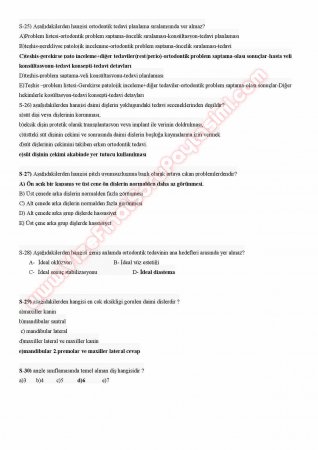 Ortodonti Çalışma Soruları