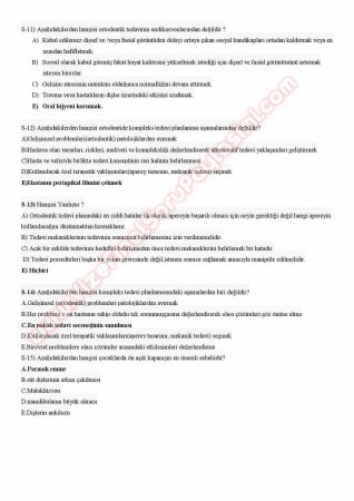 Ortodonti Çalışma Soruları