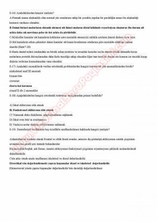 Ortodonti Çalışma Soruları