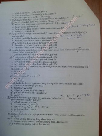 Protetik Diş Tedavisi Çalışma Soruları 2