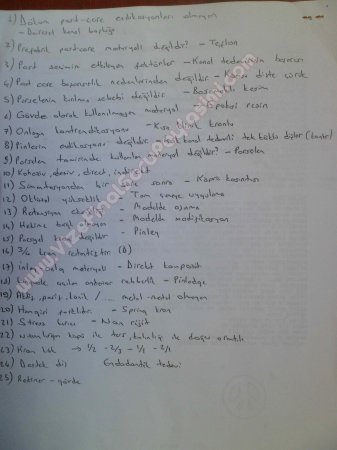 Protetik Diş Tedavisi Çalışma Soruları 2