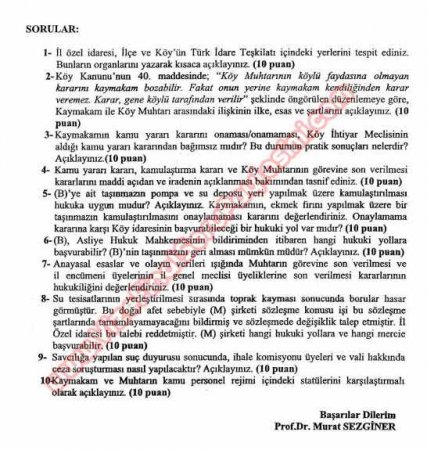 İdare Hukuku Dersi Final Soruları