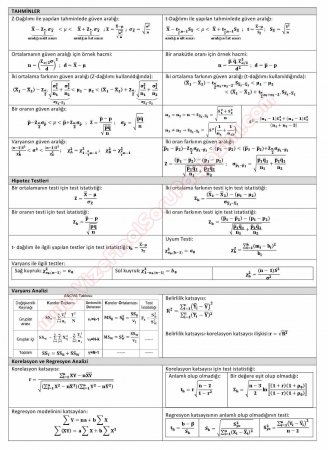 Olasılık ve İstatistik Dersi Formülleri